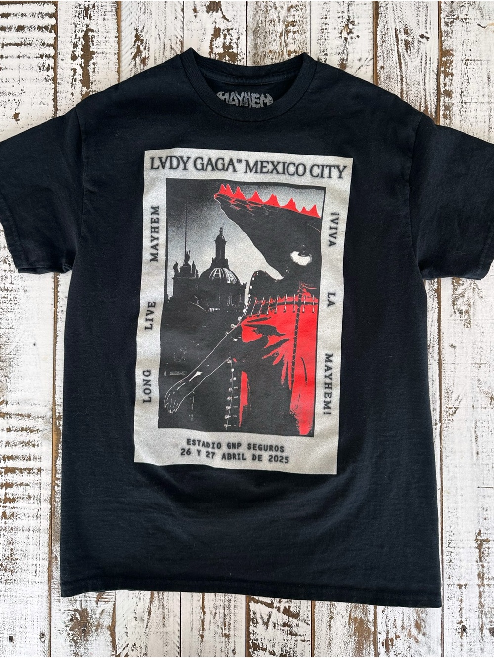 Lady Gaga Mexico City Long Live Mayhem 2025 Tour Tee - Black